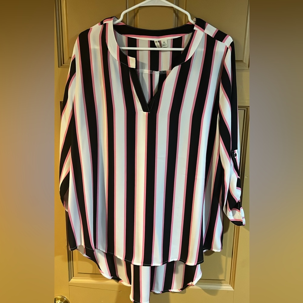 Striped Black and Pink Women's Top
